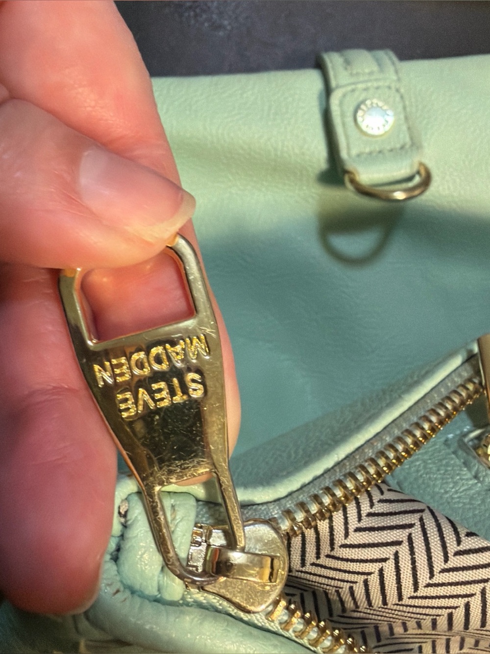 Steve Madden Mint Green Shoulder Bag with Gold Hardware